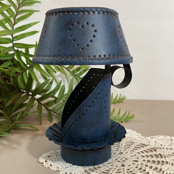 Vintage Punched Metal Candle Holder Heart Design - Picture 1 of 16